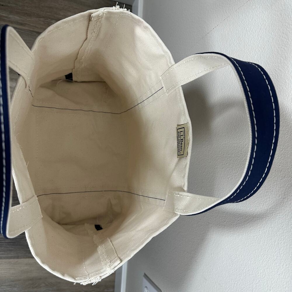 L.L. Bean Boat Tote Medium USA Canvas Navy ESPNW Embroidered - Picture 4 of 12
